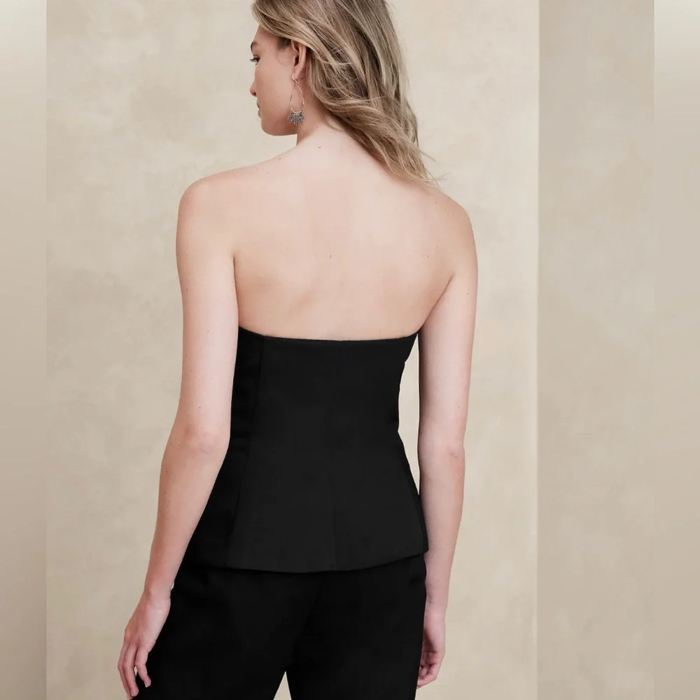 New with tags BR Banana Republic BUTTON-FRONT TAILORED TOP strapless - Picture 2 of 5